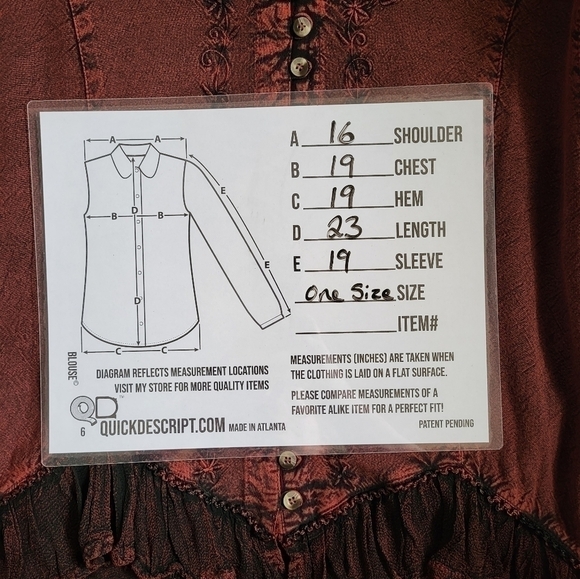 Devi Funky Red/Black Gothic Shirt. One Size Fits Most. Made in India - Picture 5 of 7